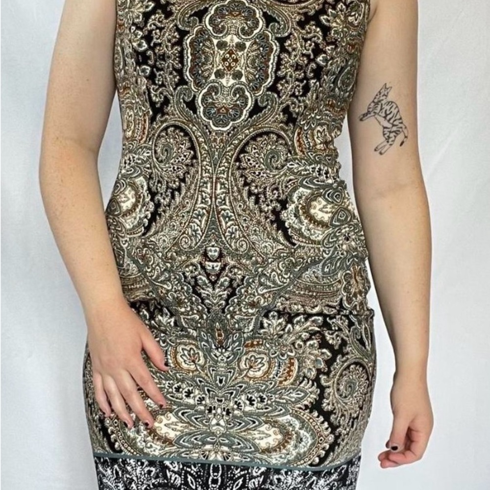 Studio One Gold and Silver Embellished Bodycon Midi Dress